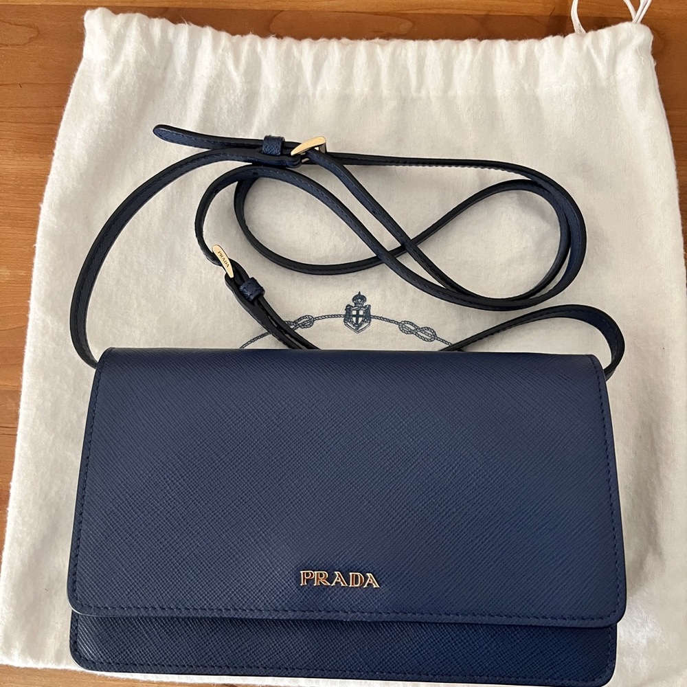 Prada blue Crossbody Bag w box + product card